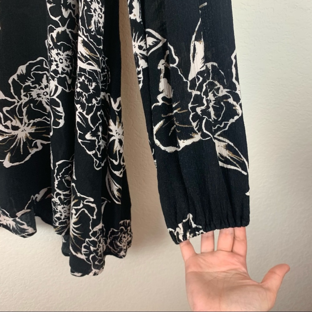 Free People | Black Floral Foil Swing Dress - Picture 3 of 7